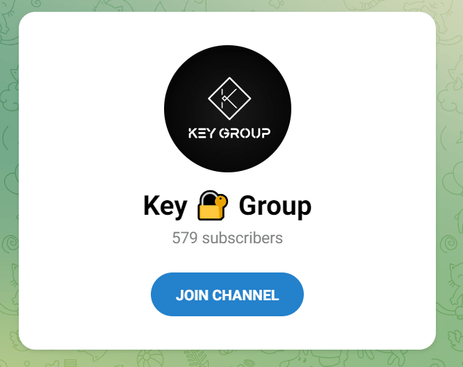 Ссылка с приглашением вступить в закрытый канал Key Group 