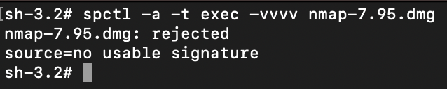 Проверка недоверенного файла с помощью spctl