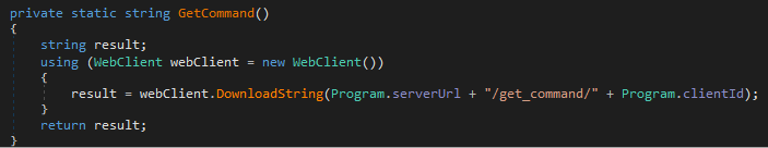 Фрагмент кода функции GetCommand в PhantomCSLoader