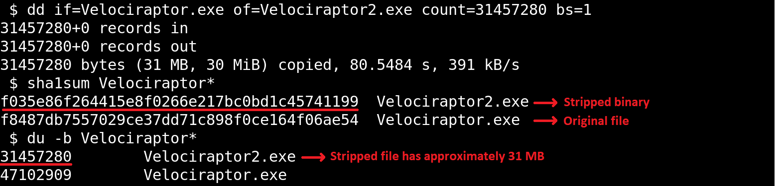 Обрезанный бинарный файл