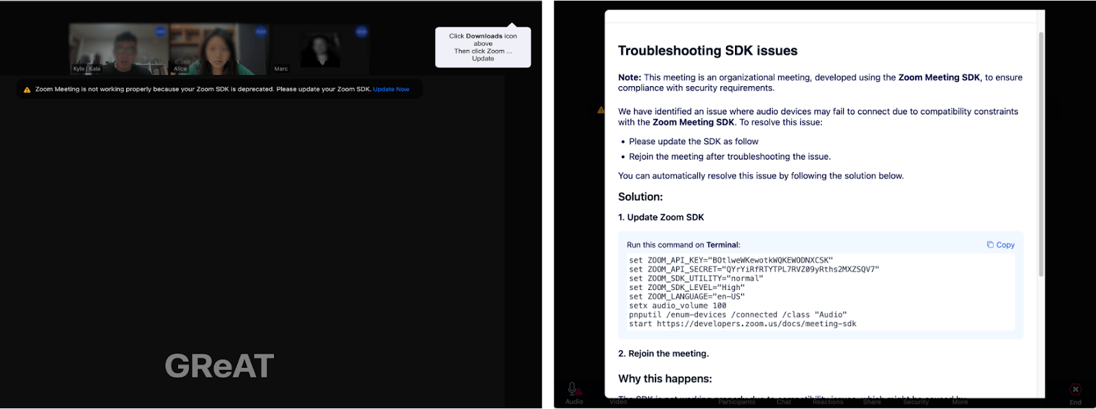 Переход по ссылке в macOS (слева) и Windows (справа)