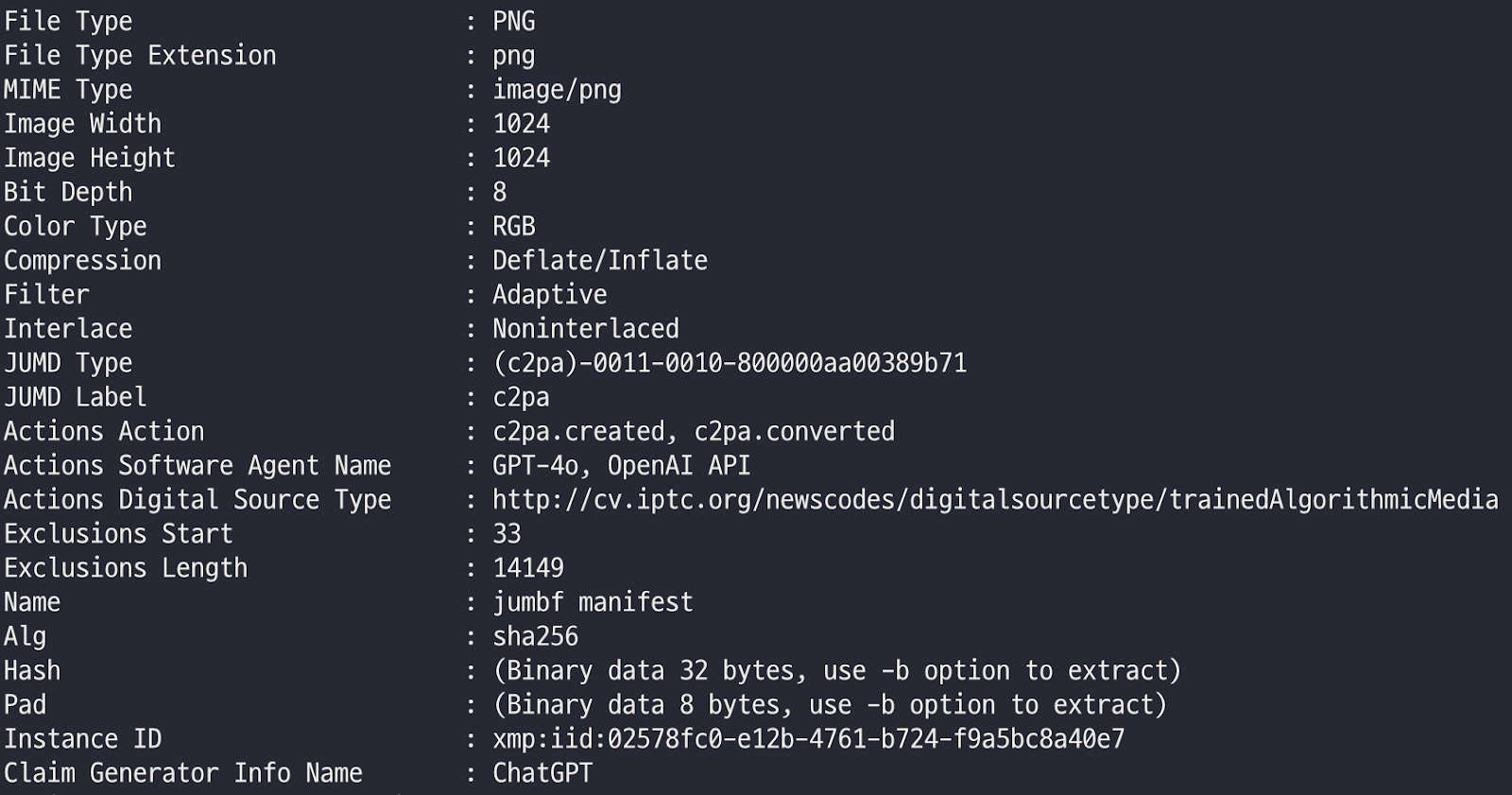 EXIF-метаданные изображений, сгенерированных GPT-4o