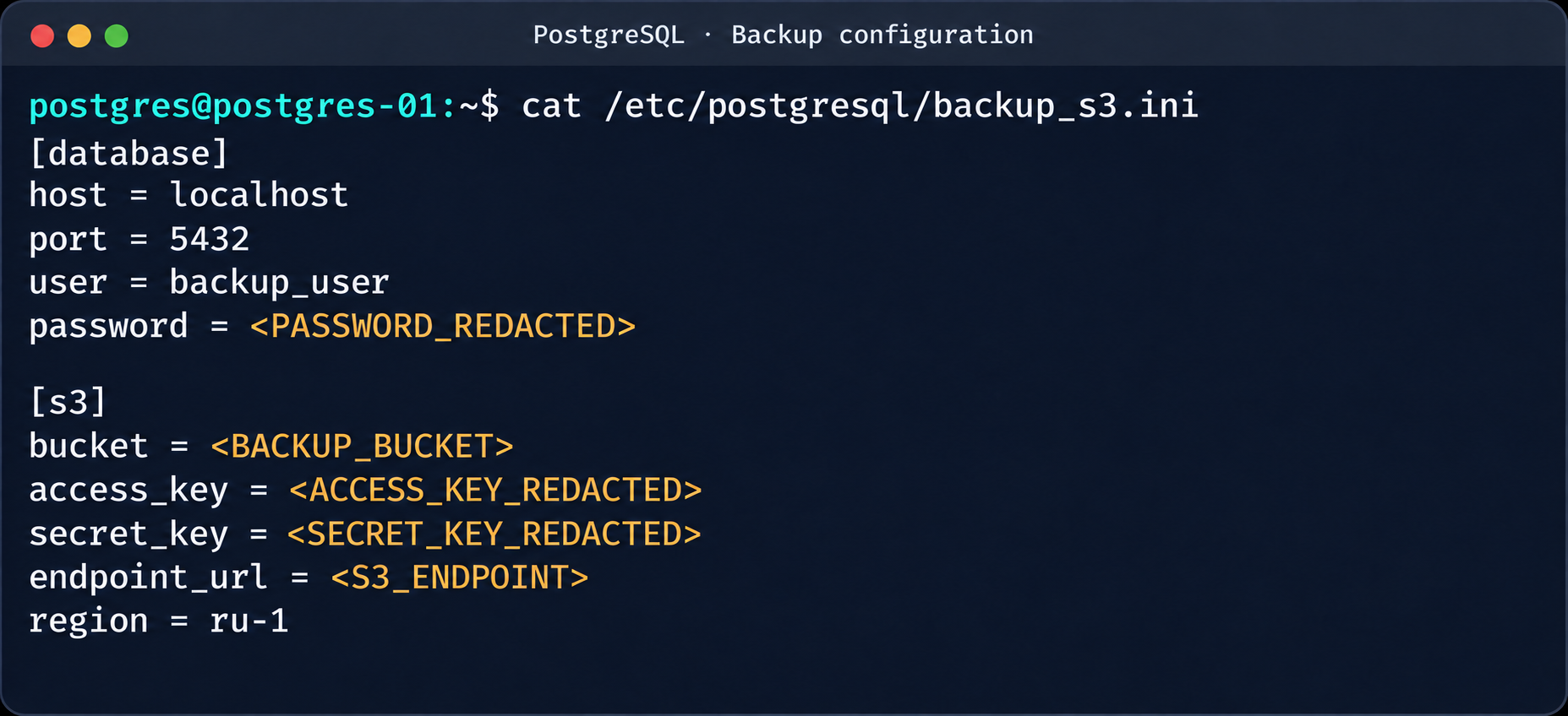 isolation-bypass14 Параметры доступа к базе данных и S3 в файле резервного копирования