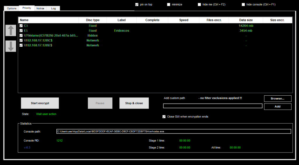 Interfaz gráfica de usuario del ransomware