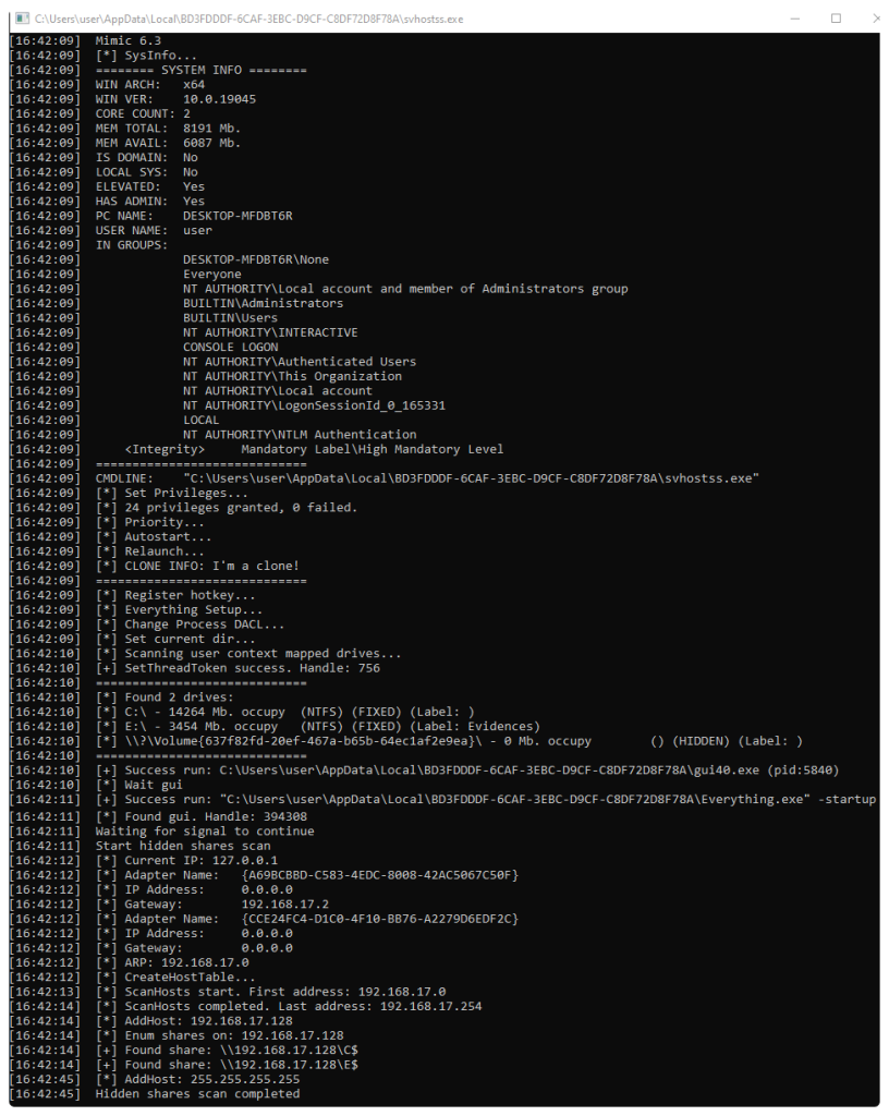 Recopilación de información por parte de svhostss.exe