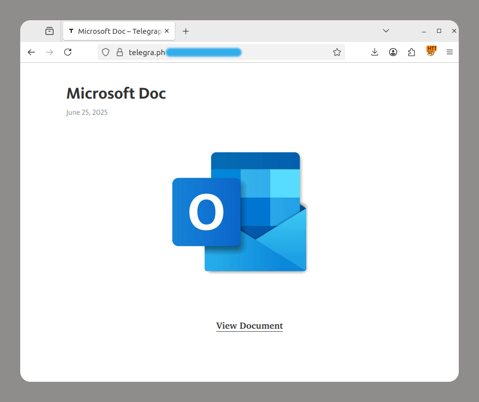 Página de phishing en el dominio telegra.ph