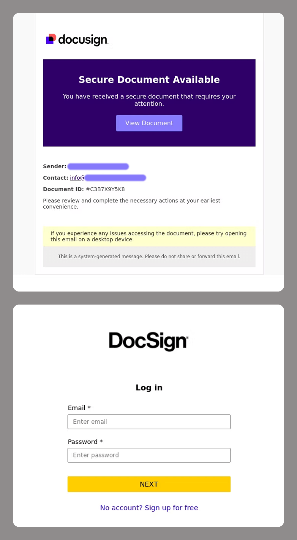 Phishing dirigido a cuentas del servicio DocuSign