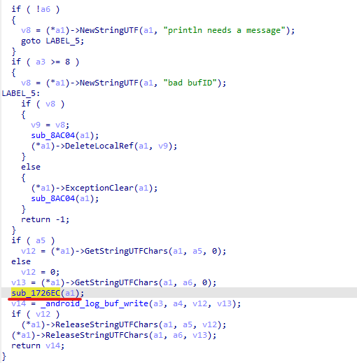 Llamada a una función sospechosa