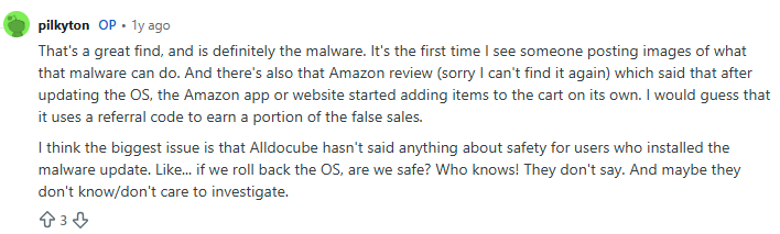 Reclamo de un usuario en Reddit