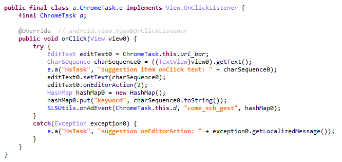 Sustitución del motor de búsqueda al pulsar en una de las variantes propuestas por el navegador