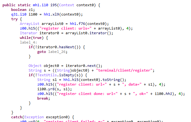 La ruta /terminal/client/register se encontraba en el informe de HUMAN Security