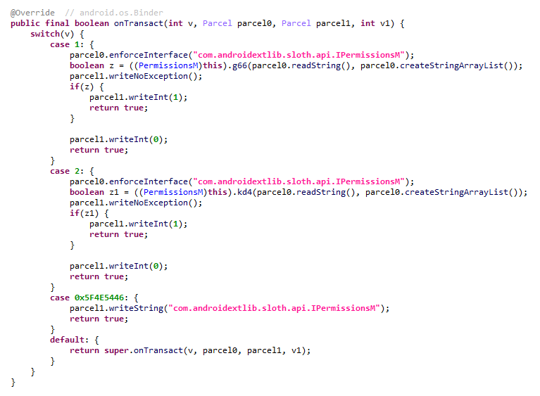 Una de las interfaces binder usadas por Keenadu está definida en la carga útil