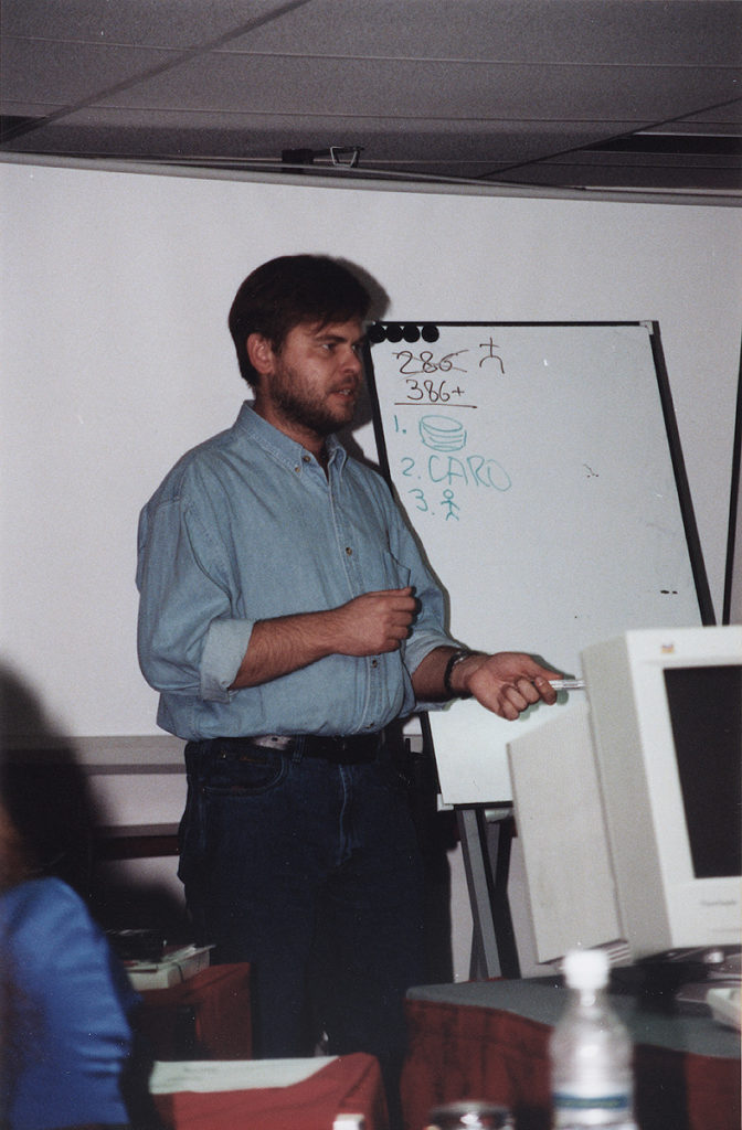 Eugene Kaspersky at an international conference in 2000