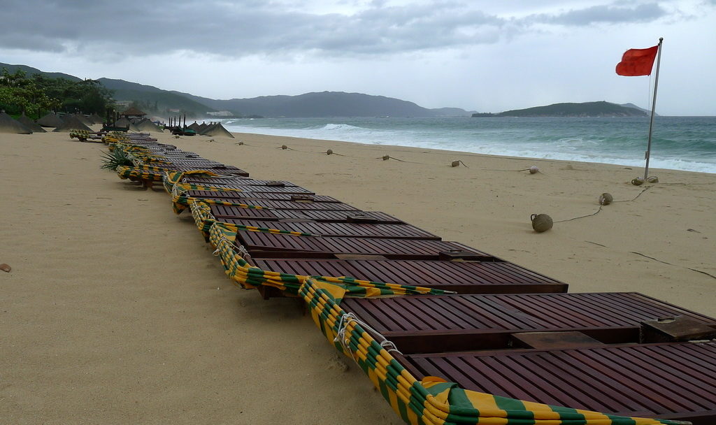 Macau Beach during the Nock-ten hurricane 