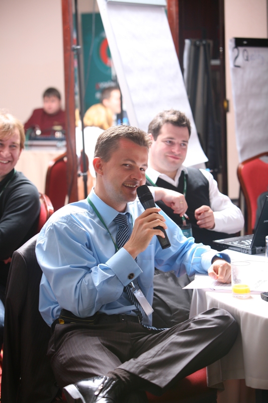 Nikolay Grebennikov at a conference