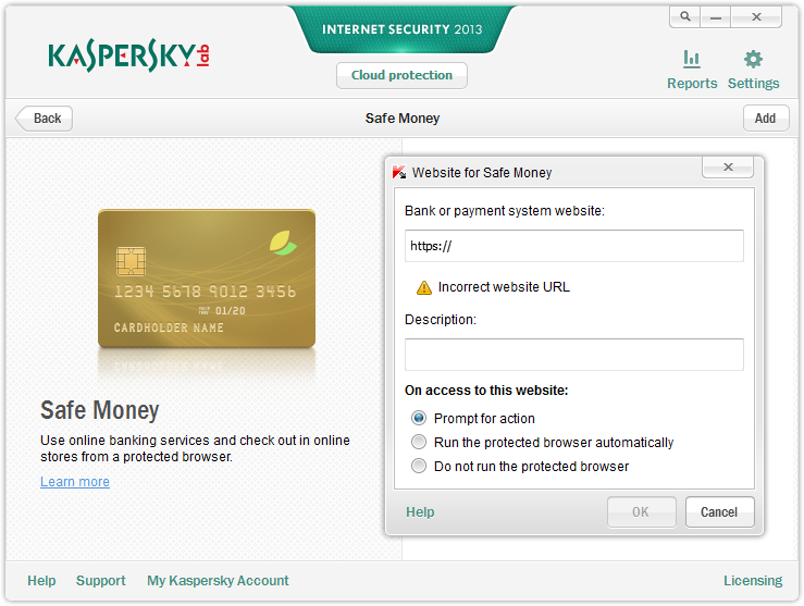 Safe your money. Kaspersky Internet Security 2013. Safe money.