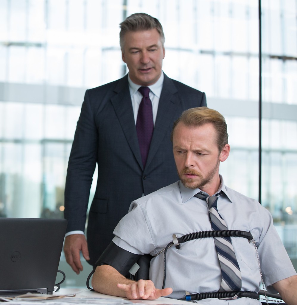 Left to right: Alec Baldwin plays Hunley and Simon Pegg plays Benji in Mission: Impossible - Rogue Nation from Paramount Pictures and Skydance Productions.